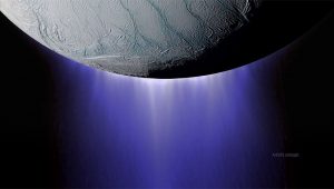 Enceladus circling Saturn
